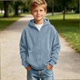 thumbnail image 5 of HAOTAGS Boys Zip Up Hoodie (3-14) Warm Zipper Long Sleeve Casual Hooded Jacket Blue Size 7, 5 of 8