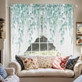 thumbnail image 4 of Swag Curtain Valances Turquoise Eucalyptus Leaves Swag Valances for Kitchen Windows Watercolor Leaf Branch Short Topper Curtains Valance Tier Pair for Kitchen Bedroom Living Room Bathroom 28"x36", 4 of 8