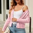 thumbnail image 4 of Womens Tops Blouses Long Sleeve Cropped Lightweight Cardigan Button Down V Neck Ladies Casual Blouse,Pink,XL, 4 of 9