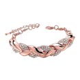 thumbnail image 1 of Pulsera de hojas con incrustaciones de diamantes de imitación, pulsera de eslabones con diseño de hojas brillantes, joyería para mujer, ideas de regalo para fiestas y citas., 1 of 8
