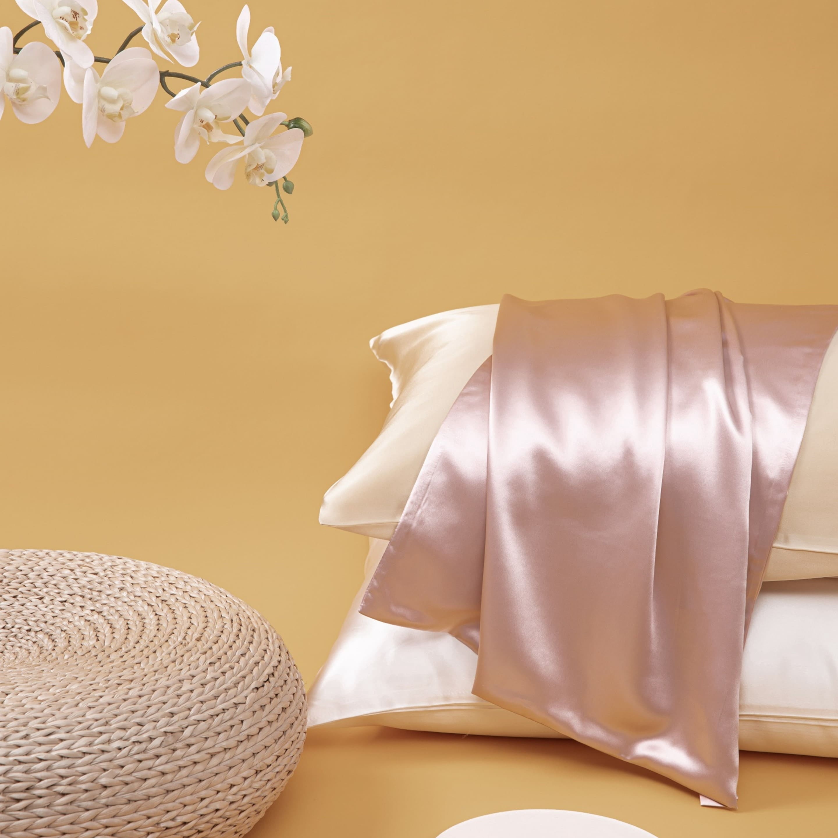100% Mulberry Silk Pillowcase for Hair and Skin, Envelope Style Luxurious 19 Momme Pillow Case Cover Silver Pink N/A King