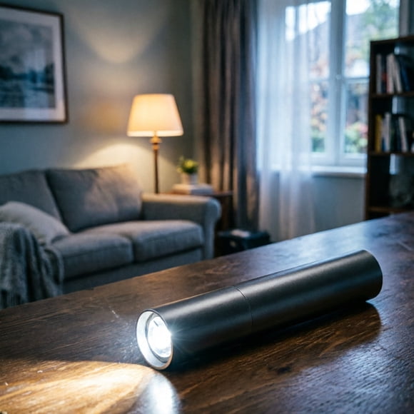 Portable Rechargeable LED Flashlight with Side Light for Hands-Free Use in Camping Hiking and Emergency Situations