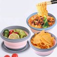 thumbnail image 3 of 3pcs Folding Bowl Outdoor Camping Tableware Sets Lunch Box Portable Salad Bowl with Lid, 3 of 6