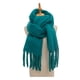 thumbnail image 1 of Bufanda de color sólido gruesa verde hierba con borlas largas y chal de mujer nuevo de otoño e invierno, 1 of 6
