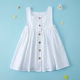 thumbnail image 2 of Besolor Toddler Baby Girls Summer Cotton Linen Dresses Sleeveless Button down Casual Beach Party Sundress 2-6 Years, 2 of 5