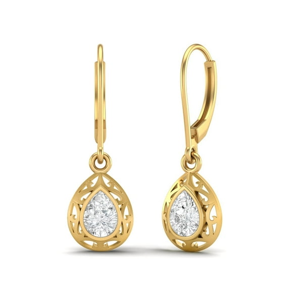 Mooneye 1.50 Ctw Pear Moissanite Diamond 925 Sterling Silver Gold Dangle Women Gifts Earrings