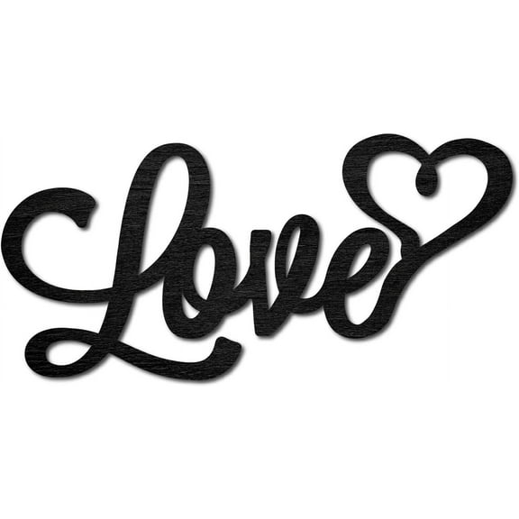 1 pc Wood Cutout Love Sign Heart Laser Cut Wooden Wall Decor Sculpture Hanging Decor Wall Art Decoration for Home Gallery Office Front Door Black 9.8" x 4.7"