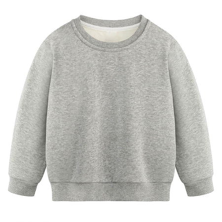 ZACPNCV Unisex Boys Girls Winter Warm Sherpa Lined Crewneck Pullover Sweatshirt Fleece Casual Fall Clothes Sweatshirts Gray 11-12 Years