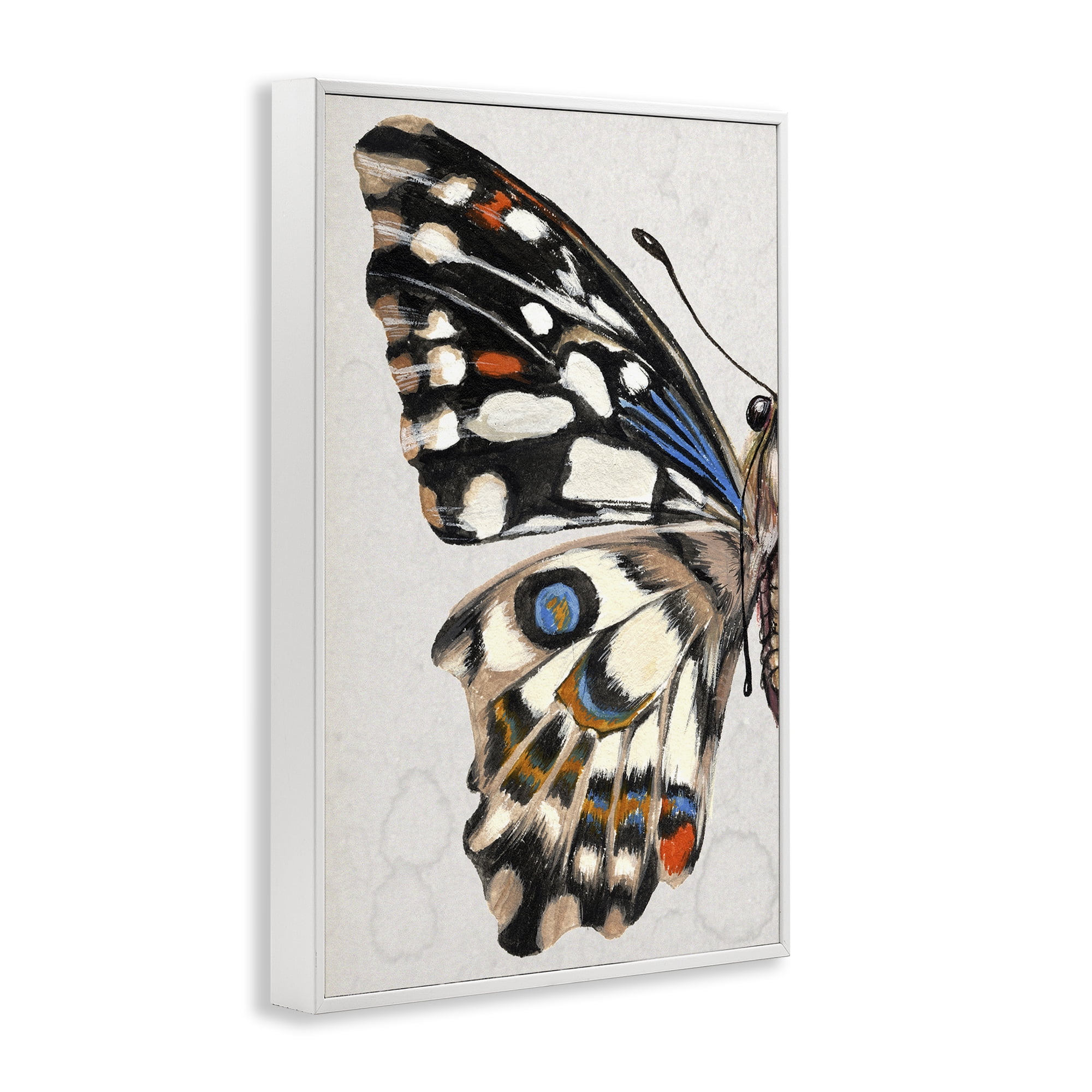 Stupell Industries Spotted Butterfly Wing Animals & Insects Painting White Framed Art Print Wall Art, 12 x 18