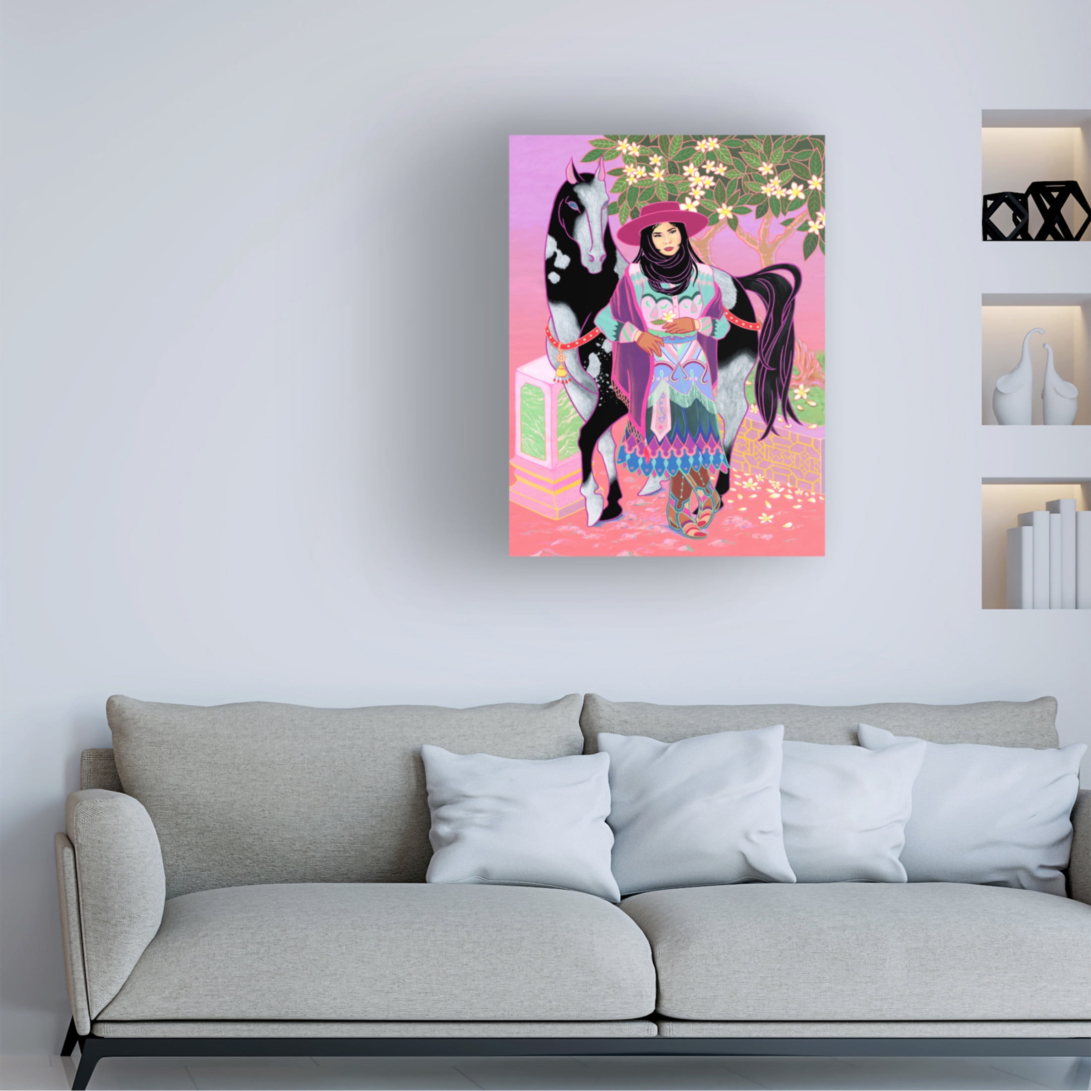 Tsz Kam 'Cantones Cowgirl Waiting Under Plumeria, 2020' Canvas Art - 14 x 19 Inches