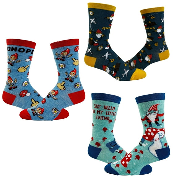 Womens Cute Gnomes Socks Bundle 3 Pack Socks With Funny Graphics for Ladies