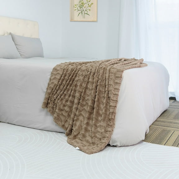 Home Soft Things Saga Double Sided Faux Fur Throw - Taupe - 50" x 60"