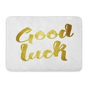 GODPOK Goodbye Farewell Good Luck Wish Note Hand Written Lettering Concept Brush Strokes Golden Paint Gold Bye Rug Doormat Bath Mat 23.6x15.7 inch
