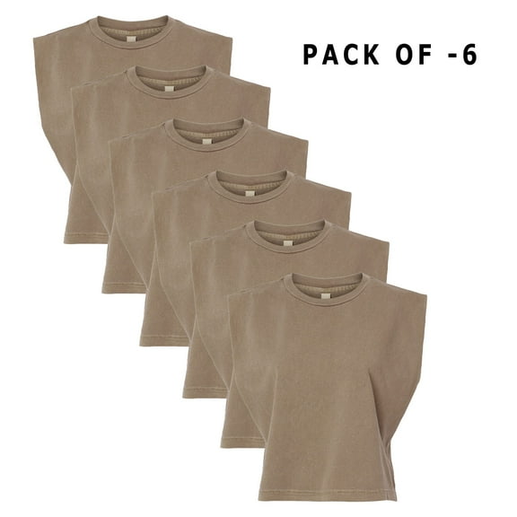 American Apparel - Muscle Tank Top - Faded Brown | Running Tank for Women | 100% Cotton Sleeveless Tank, Pack of 6 | S - Size