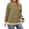 thumbnail image 2 of NISVIYA Womens Plus Size Casual Crewneck Color Block Blouses Trendy Winter Fashion Oversized Sweatshirts, 2 of 6