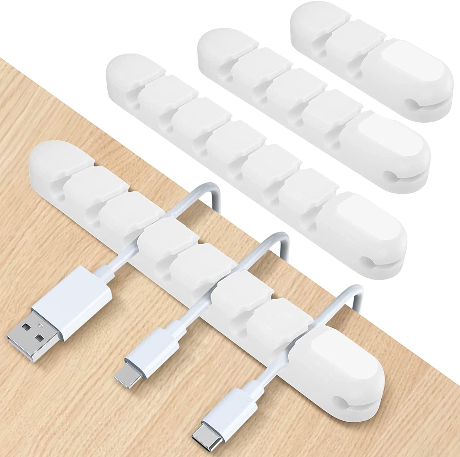 4 Packs Cable Clips, Cable Management Cord Holder for Desk, Self