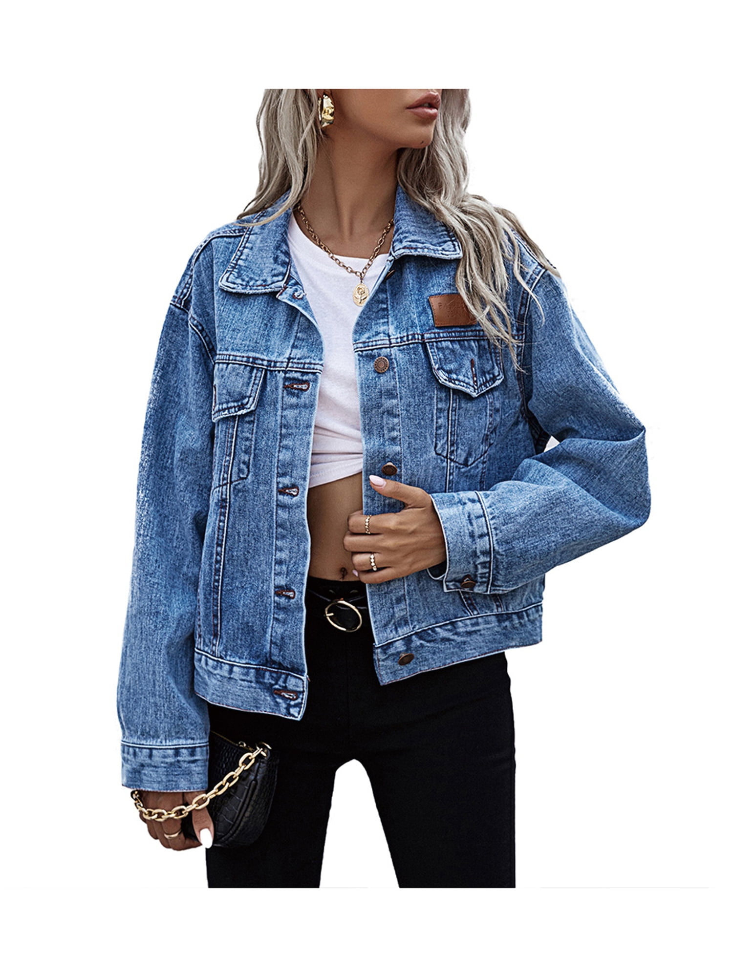 MODERNFWO Womens Denim Jacket Long 
