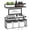 Black, variant on NTGFU Black Floating Shelves, Bathroom Shelves Over Toilet with Wall Decor Sign, Wood Wall Shelves with Protective Metal Guardrail & Paper Storage Basket for Bathroom, Bedroom, Living Room, Kitchen