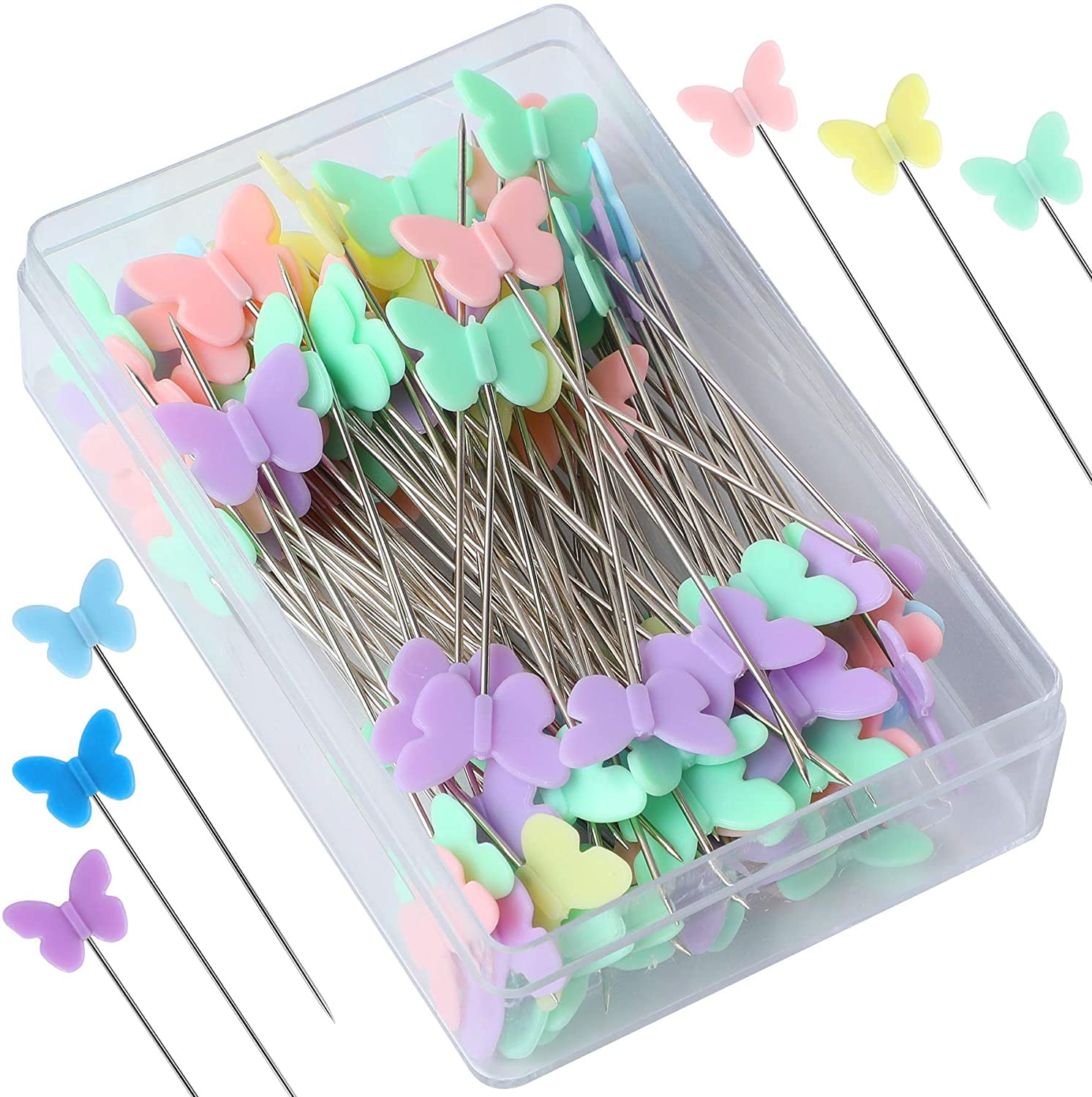 Quilting Pins with Cases,400 Pieces LIUMANG Flat Button &Flower Head Pins,Straight Pins 
