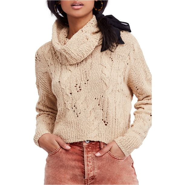 Free People Womens Shades of Dawn Pullover Sweater Beige Large Walmart