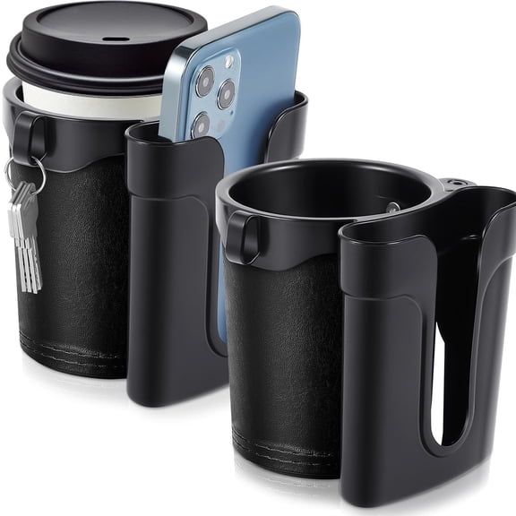 2 Pcs Wheelchair Cup Holder 3-in-1 Bike Cup Holder Bike Accessories for Wheelchair Collator Walker Bicycle Stroller Motorcycle Scooter Beach Cruiser(Pink, Grey) ..