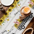 thumbnail image 3 of Sunflowers Table Runner - 72 Inch Long Spring Botanical Truck Pig Wooden Grain Cotton and Linen Blended Dress Scarves Farmhouse Table Runner for Kitchen Dining, Coffee Table, 13" x 72", 3 of 8