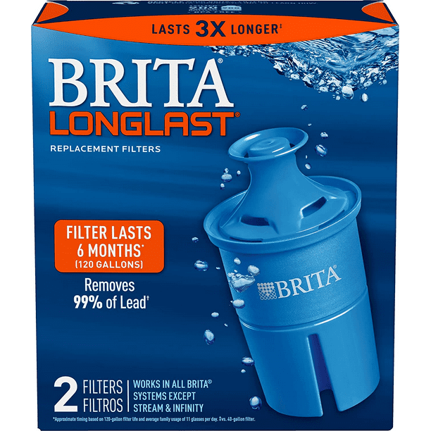 Brita Longlast Replacement Filters, 2Count , Dark Blue