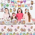 thumbnail image 3 of Boba Tea Party Decorations,Bubble Tea Birthday Tableware Set Include Boba Tea Plate Napkins Cups Banner Tablecloth and Boba Tea Hanging Swirls for Boba Birthday Party Decorations, 3 of 6
