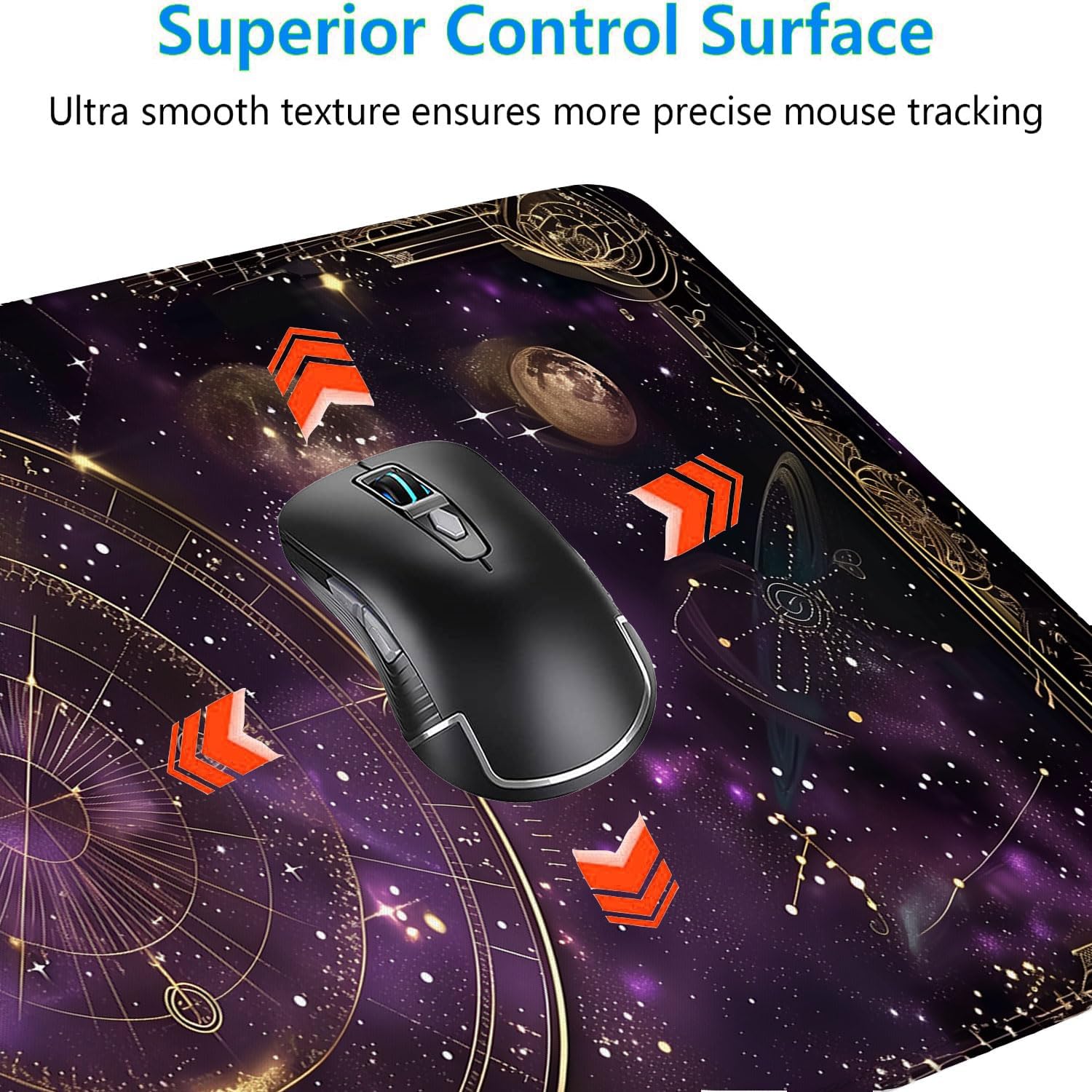 Purple Star Moon Card Desk Pad Mouse Pad Mysterious Galaxy Large Gaming Mouse Mat with Stitched Edges,Non-Slip Waterproof Rubber Base Mous Mat 31.5"x11.8" Office Computer Keyboard Laptop Home