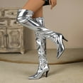 ZAROYEAX Women Metal Knee Over Boots Nightclub Steel Pipe Dance Boots ...