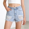 thumbnail image 5 of TOWED22 Girls Ripped Jean Shorts Summer Straight Leg Denim High Waisted Denim Shorts(Light Blue,8-9 Y), 5 of 9