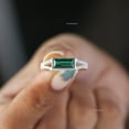 thumbnail image 4 of Baguette Emerald Split Band Ring, Diamond Engagement Ring, 925 Sterling Silver Ring, Double Band Ring, Anniversary Ring, 4 of 5