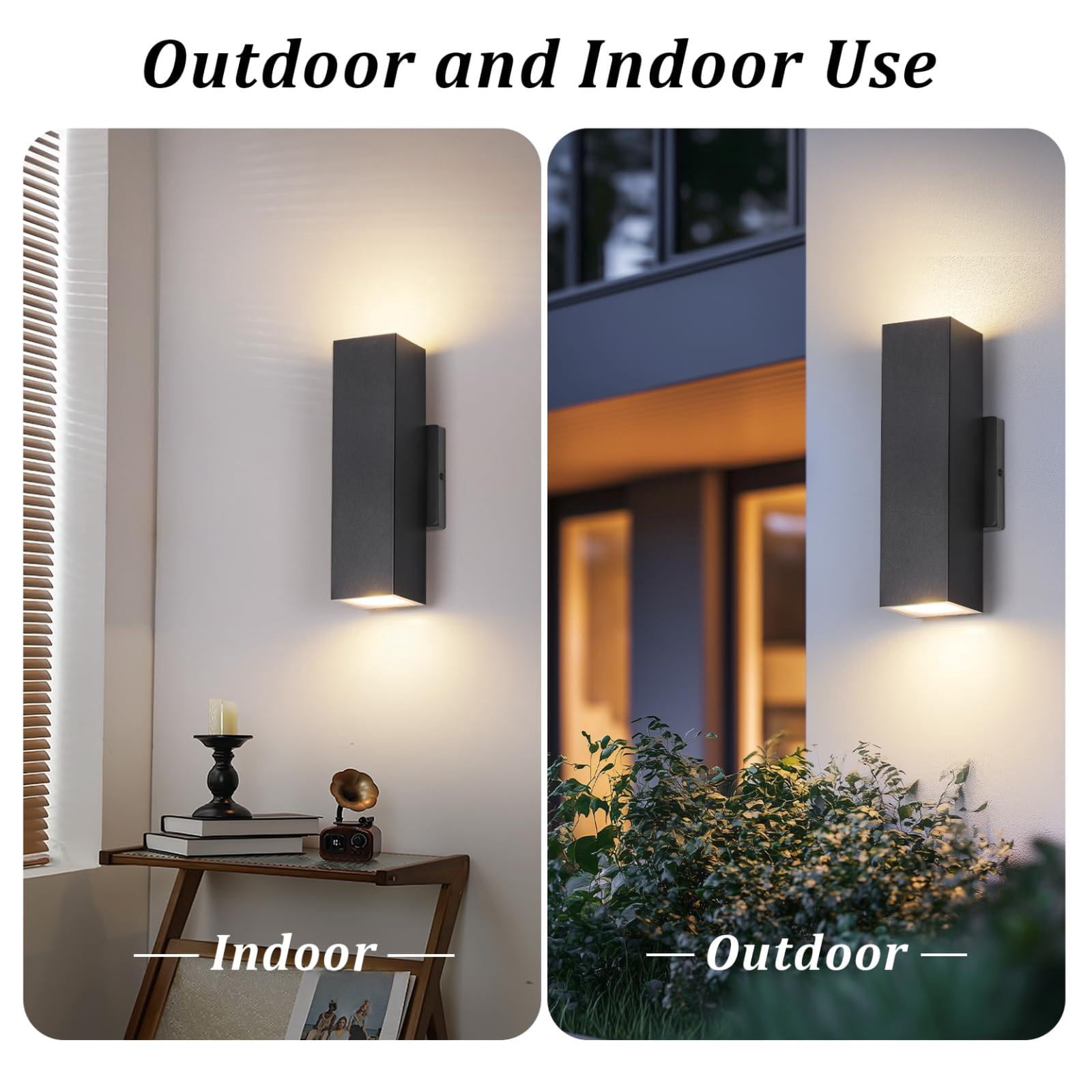 2-pack Outdoor Wall Lights  Led Up And Down Modern Sconces Porch Light Black Exterior Lighting Fixtures Mount Outside For House Front Door Garage 3000k