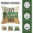 thumbnail image 3 of Warm Winter Wishes Decorative Throw Pillow Covers 20 x 20 Set of 4, Cozy Vibes Christmas Pine Tree House Ornaments Outdoor Pillowcase, Snowflakes Farmhouse Holiday Cushion Case Home Decor, 3 of 6