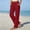 Red1, variant on Kojanyu Women's Cotton Linen Loose Wide Leg Athletic Pants Casual Elastic Waisted Beach Work Office Pants with Side Button Detail