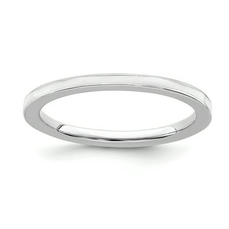 White Enameled Ring Band - 925 Sterling Silver White Enameled 1.5mm Band Ring Size 9.00 Stackable Ed Fine Jewelry Ideal Gifts For Women Gift Set From Heart