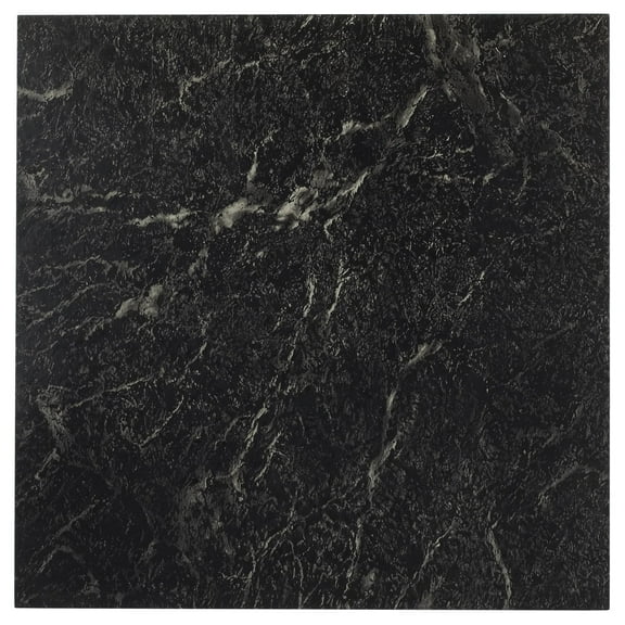 Simple Elegance by Ben&Jonah Platino Black with White Vein Marble 12" x 12" Self Adhesive Vinyl Floor Tile - 20 Tiles - 20 sq. ft.