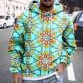 thumbnail image 2 of Valora Men Sweatshirt Men's Hoodies Sweatshirts Warm Pullover with Long Sleeve African Wind Print Design for Everyday Comfort Light Green L, 2 of 4