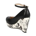 thumbnail image 3 of Hearts Collection EI82 Women Leatherette Round Toe Ankle Strap Floral Platform Wedge, 3 of 5