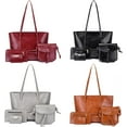 thumbnail image 2 of Women Synthetic Leather 4Pcs Handbag Set Tote Bag Fashion Shoulder Bag Hobo Top Handle Satchel Purse Wallet Clutch, 2 of 6