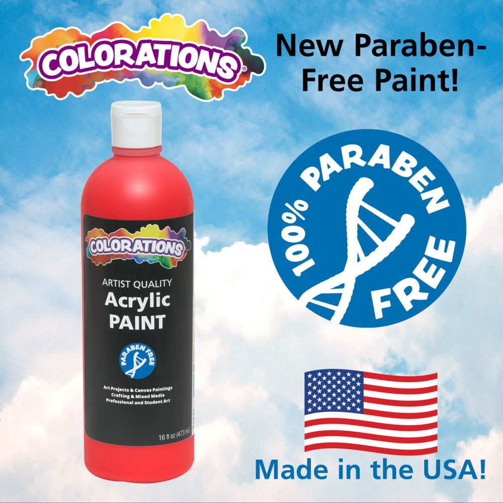 Colorations Paraben-Free Rainbow Acrylic Paint Set- 6 Colors