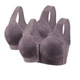 thumbnail image 1 of Tumotour 2PC Front Closure Bra for Women Wireless Comfort Snap Closing Bra Full Coverage Convenient Front Button Bras Seamless Soft Push Up Wide Shoulder Strap Bra for Everyday Life Walking Work, 1 of 3