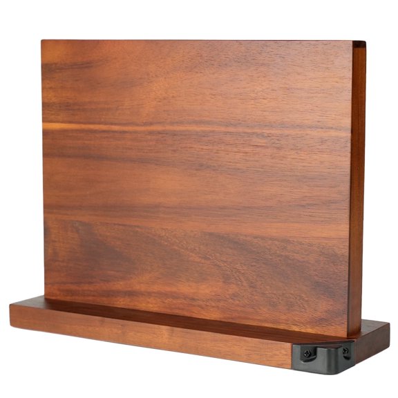 Magnetic Knife Block with Built-in Sharpener | Solid Wood Countertop Holder for Knives & Tools | No-Slip Base, Space-Saving Kitchen Organizer