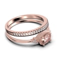 thumbnail image 2 of Gorgeous Art nouvea 1.90 Carat Oval Cut Morganite And Diamond Moissanite Engagement Ring, Dainty Morganite Wedding Ring, One Matching Band in 925 Sterling Silver With 18k Rose Gold Plating, 2 of 3