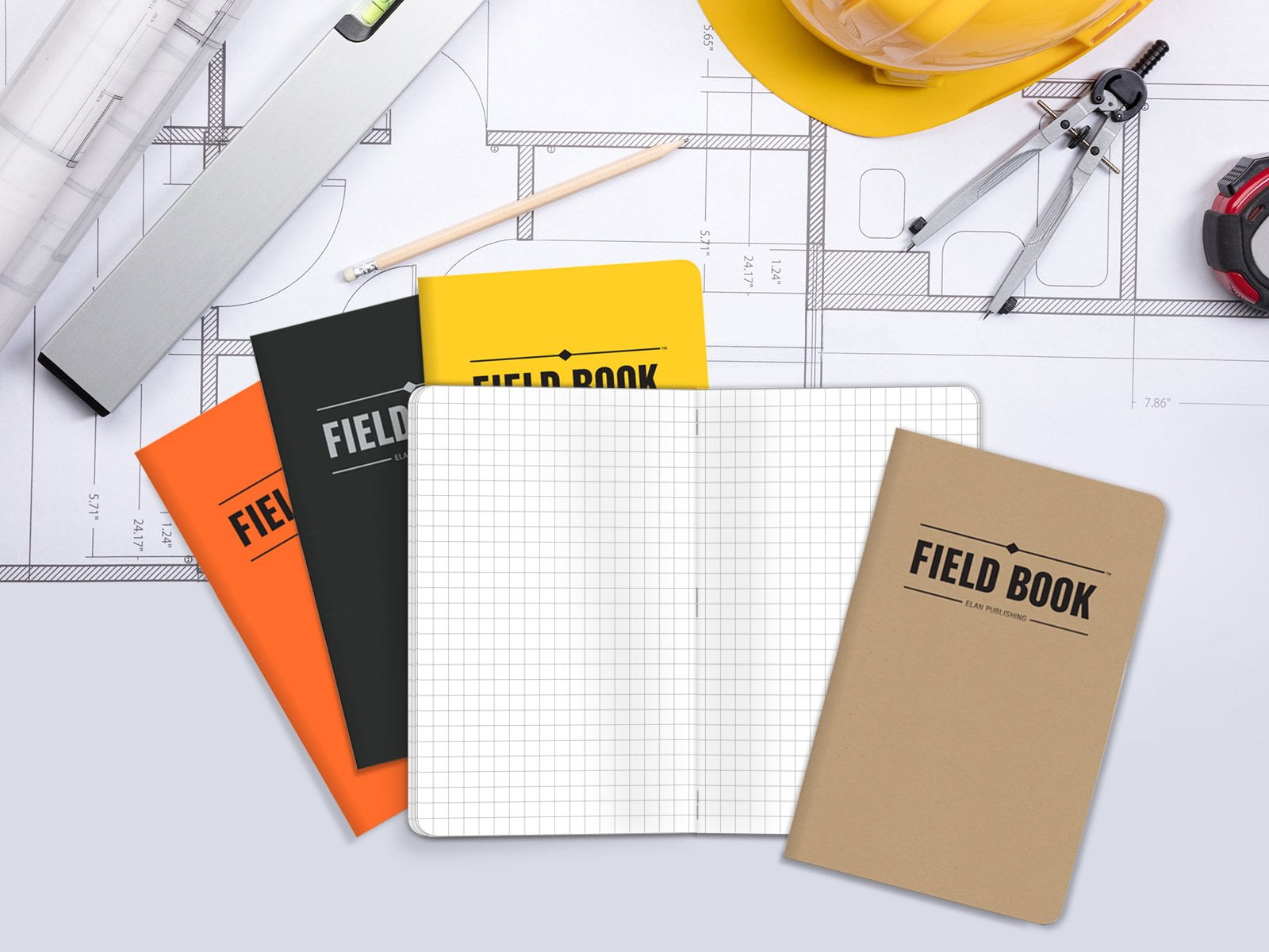 Orange 3.5"x5.5" Field Notebook/Pocket Journal Graph Memo Book Pack of 5 
