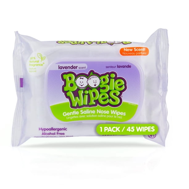 Toallitas nasales Boogie Gentle Saline con aroma a lavanda, 45 unidades