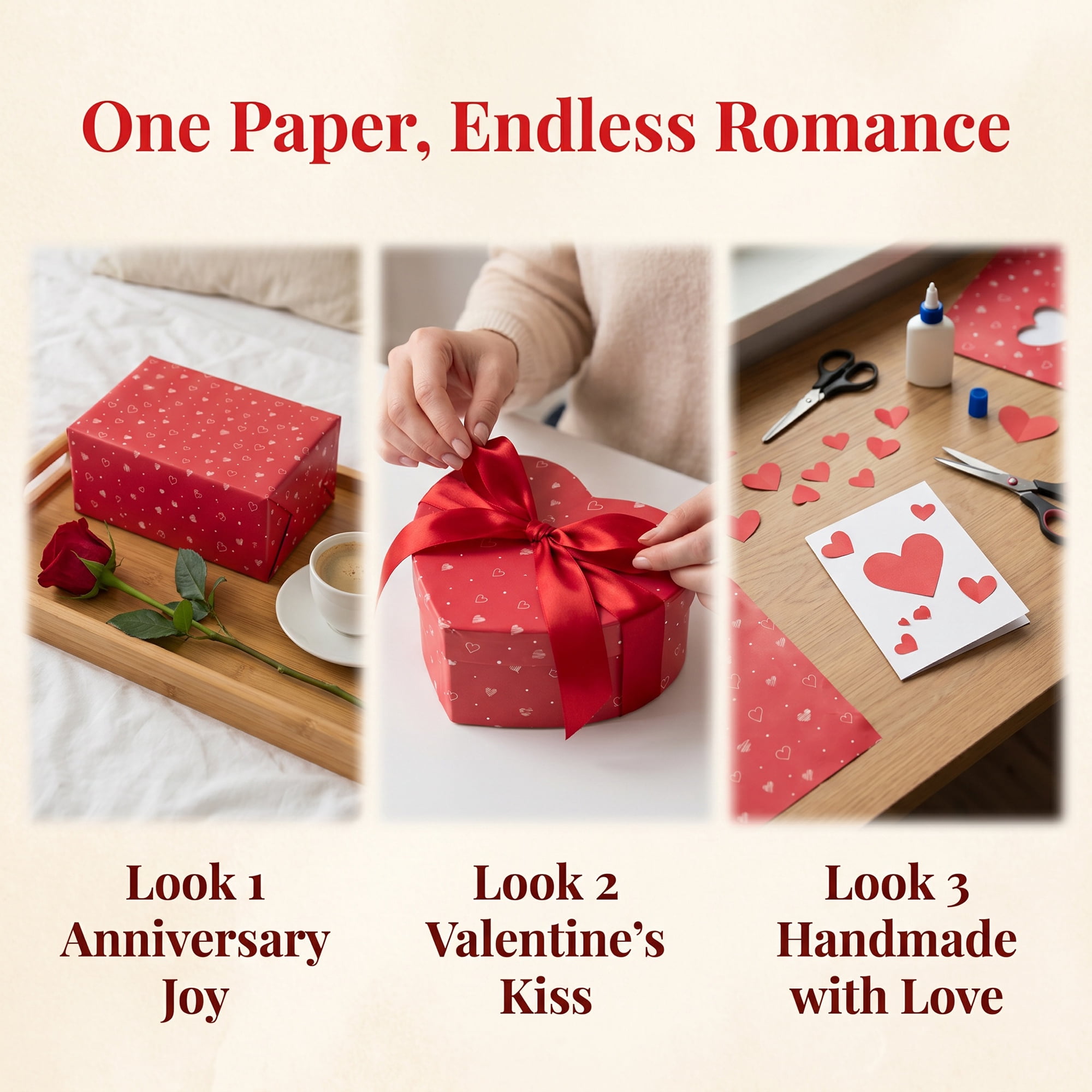 Unique Bargains Heart Gift Wrapping Paper Sheet for Romantic Occasion 5Pcs Red 27.6"x19.7"