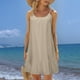 thumbnail image 2 of Mini vestido camisola sin mangas y sin espalda para mujer, para la playa, de poliéster, con volantes en el dobladillo, para cubrir el bikini, para llevar en vacaciones y en fiestas en la piscina., 2 of 8