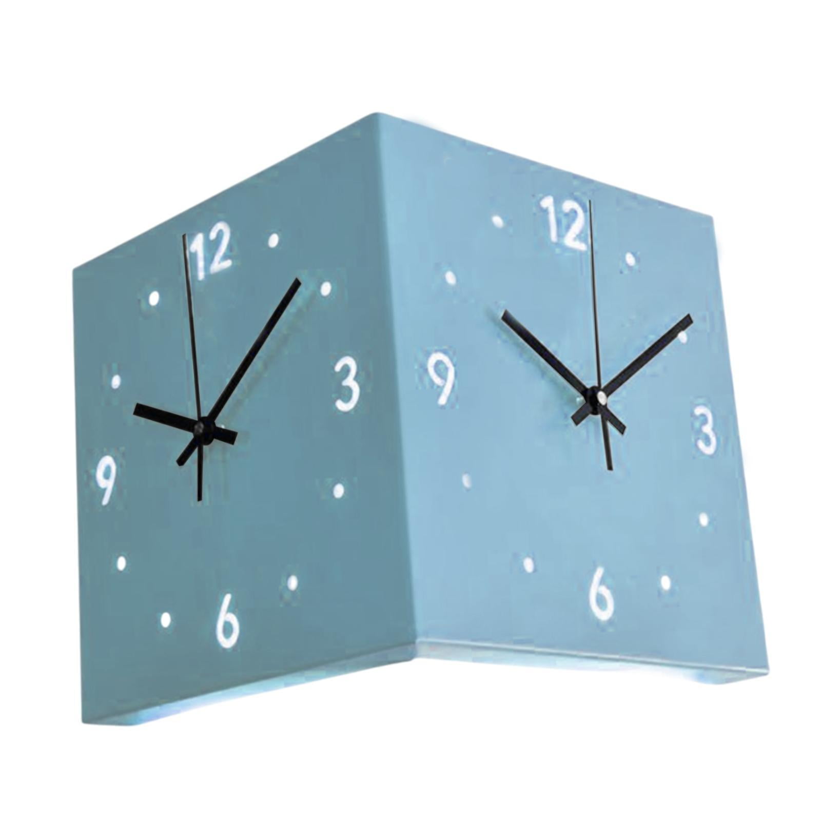 Baoblaze Double Sided Corner Wall Clock Friend Gift for Living Room Hotel Dining Room Blue