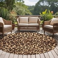 thumbnail image 4 of 7ft Round Rug, Leopard Printed Non-Skid Rubber Backing Large Area Rugs - Living Room Bedroom Home Office, Modern Animals Textured Brown Indoor Floor Mat Carpets Washable Rug, 4 of 9